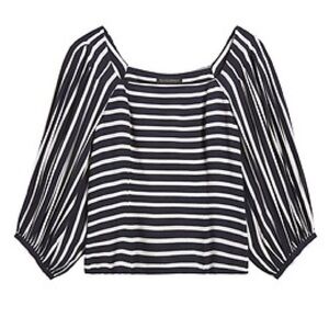 Banana Republic Petite XS Striped Off-the-Shoulder Balloon Sleeve Top